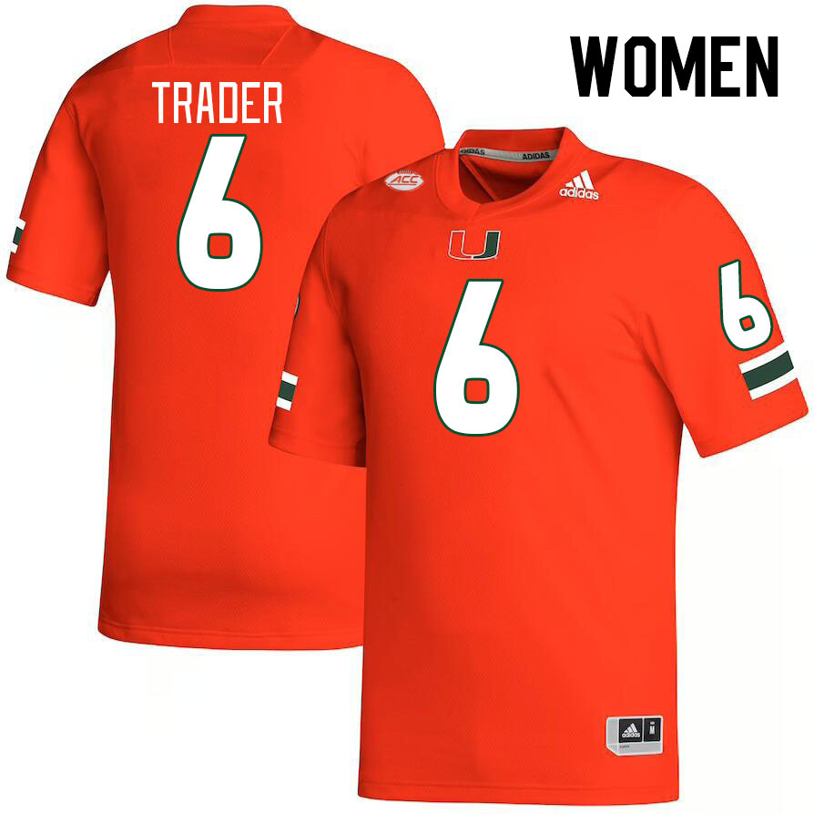 Women #6 Joshisa Trader Miami Hurricanes College Football Jerseys Stitched-Orange